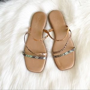 MADEWELL Lyra 3 Strap Snake Print Strappy Slide Sandals NEW